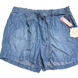 Knox Rose Women's Blue Mid-Rise Paperbag Shorts - Size XXL - NWT